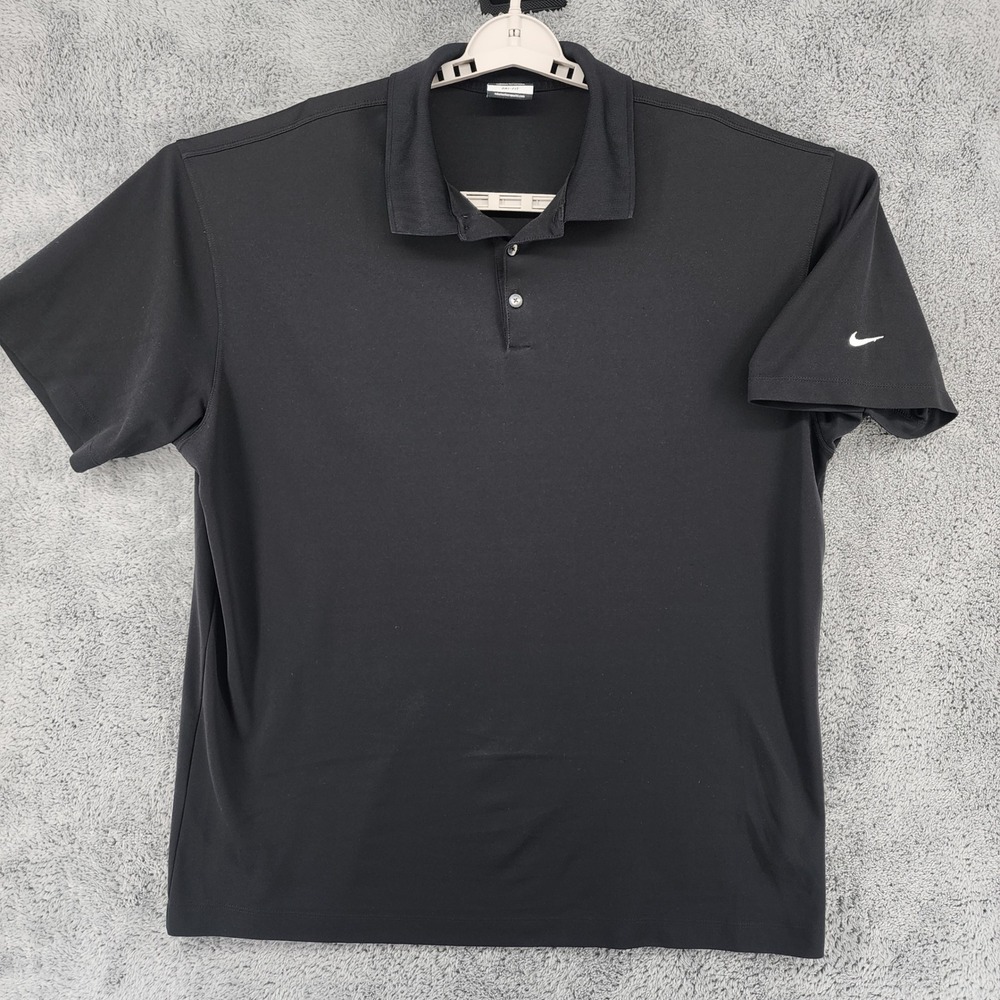 Nike Golf Polo Shirt Mens XXL Black Dri-FIT Micro Pique Short Sleeve Swoosh Logo